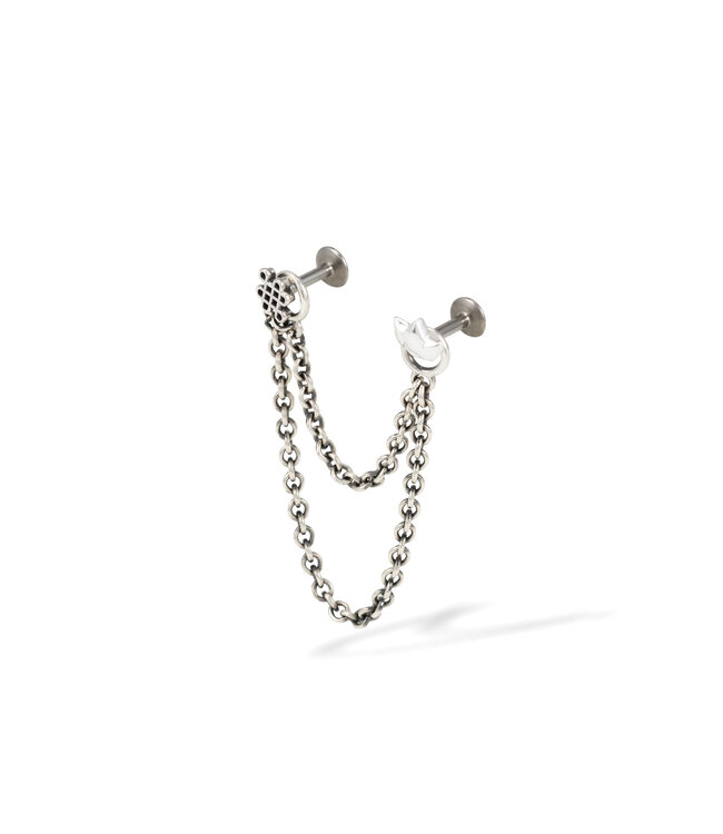 Buddha to Buddha Buddha to Buddha Double Chain Earring Connector Silver Single Piece