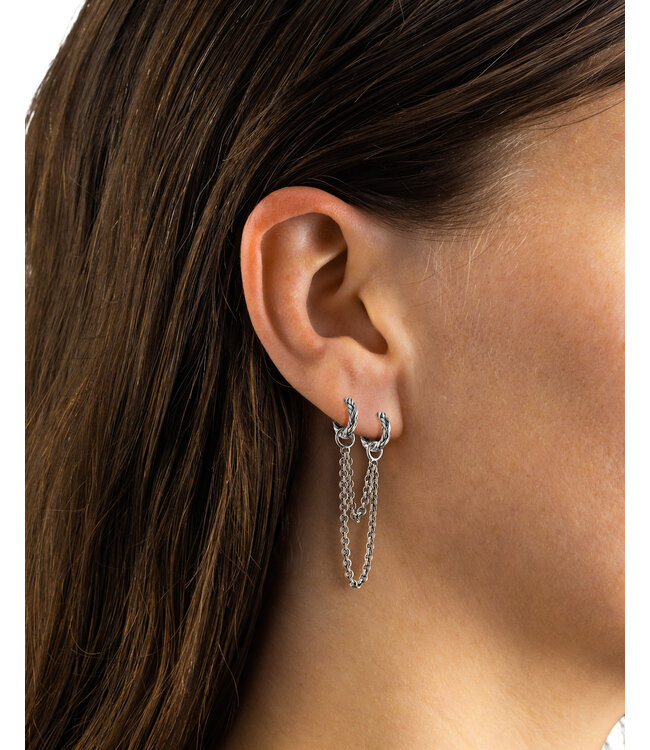 Buddha to Buddha Double Chain Earring Connector Silver Single Piece