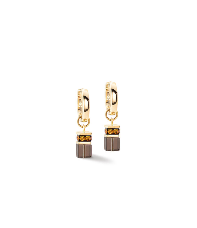 Coeur de Lion Earrings with stickpin Brown-Goudkleurig 4524/21-1116