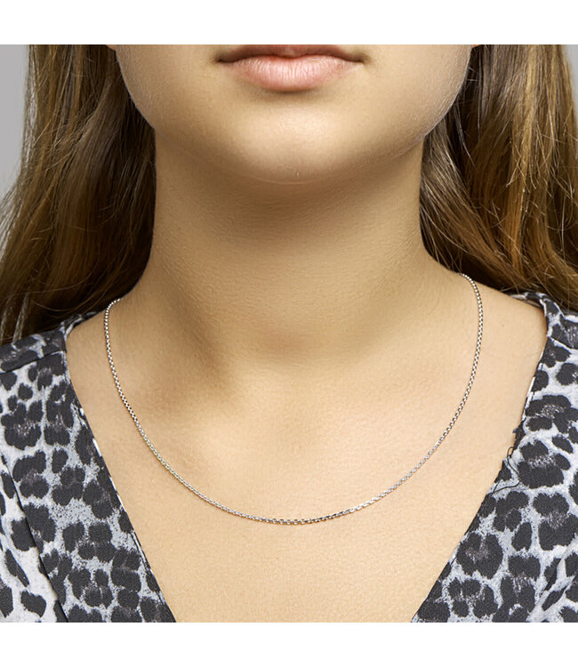 Zilver collier anker gediamanteerd