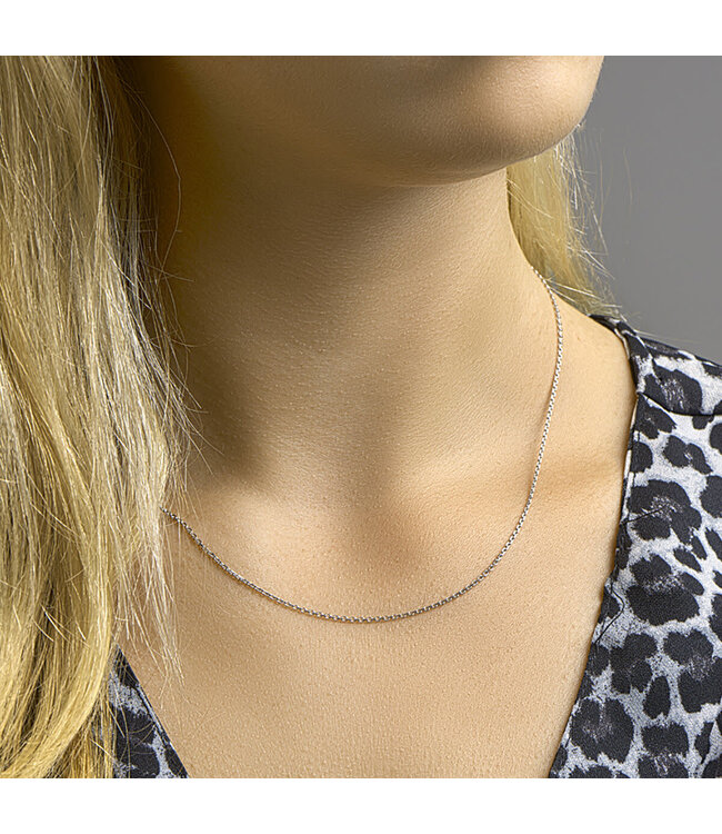 Zilver collier anker gediamanteerd