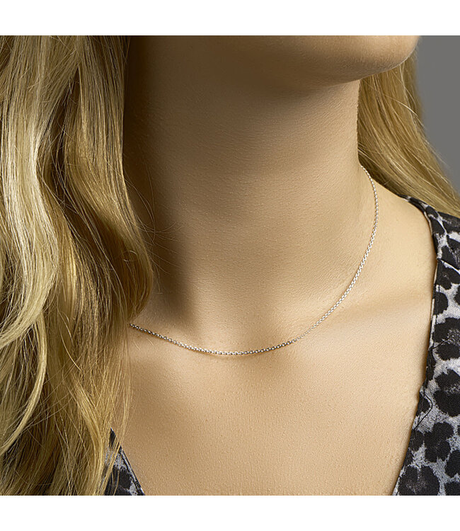 Zilver collier anker gediamanteerd