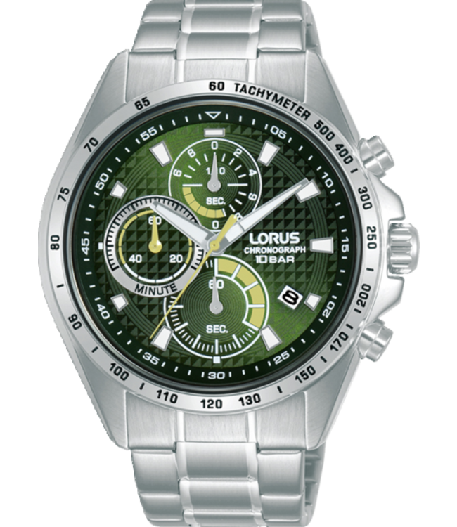 Lorus Horloge Heren Chronograaf Ss Bracelet Groen 100M Wr