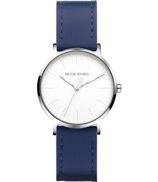 Jacob Jensen Minimalistische Uhr mit blauem veganem Lederarmband - 173