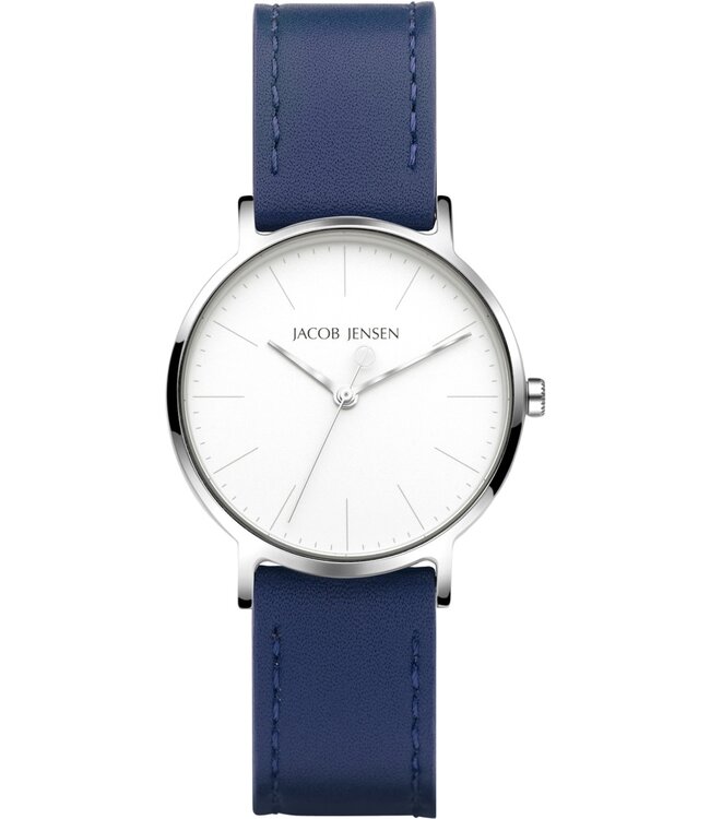 Jacob Jensen Minimalistische Uhr mit blauem veganem Lederarmband - 173
