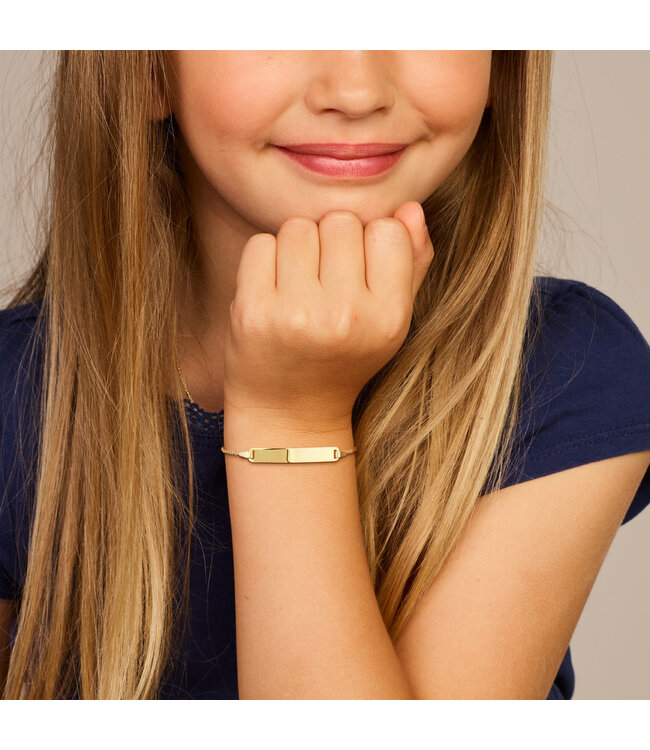 Children's Bracelet with Heart Engraving Plate – 9K Gold-Colored – 4.0 mm – 9-13 cm
