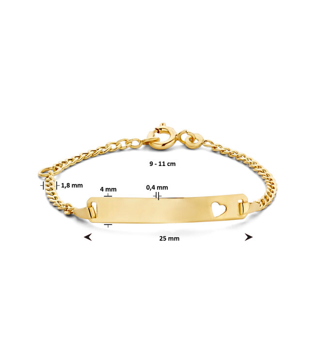 9K Yellow Gold Engravable Bracelet with Heart Plate
