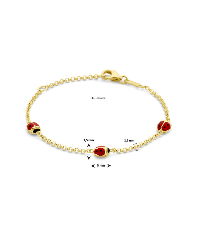 Goldenes Kinderarmband 11-13 cm mit Marienkäfer