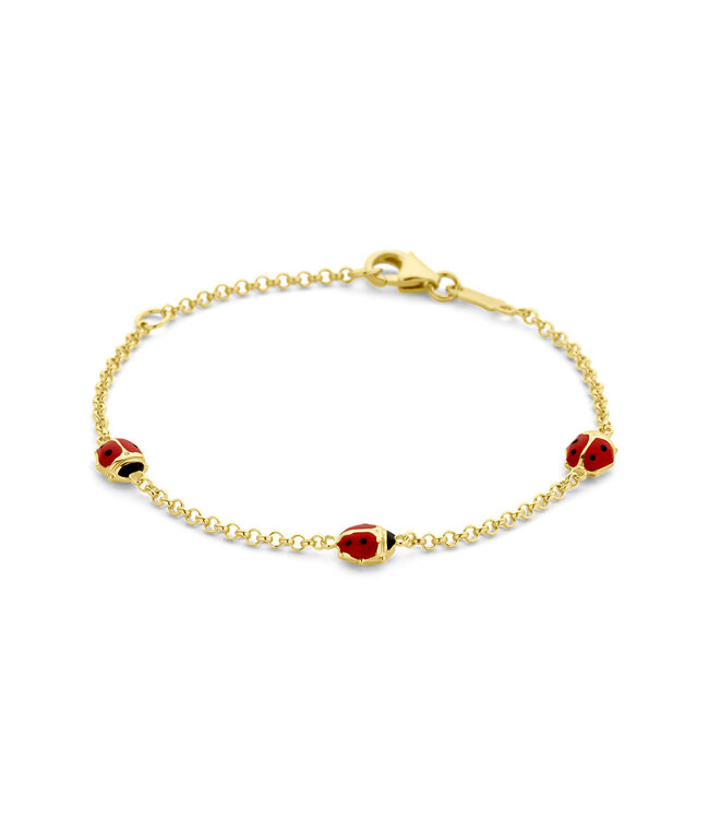 Goldenes Kinderarmband 11-13 cm mit Marienkäfer