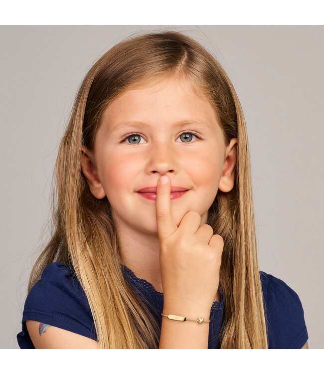 14K geelgouden baby graveerarmband met vlinder Lengte 11cm/13cm