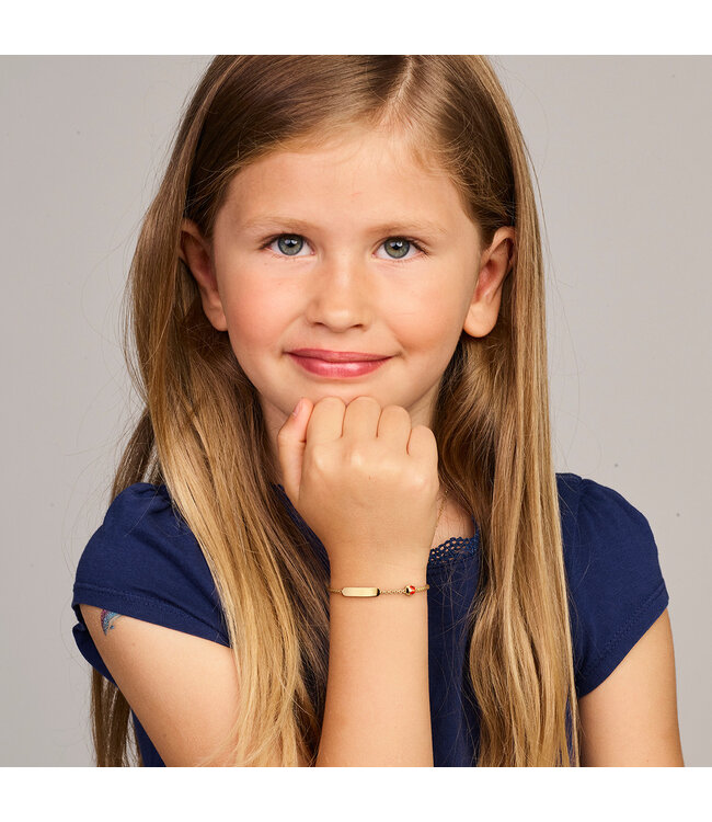 Children's bracelet with nameplate and ladybug charm 11cm/13cm