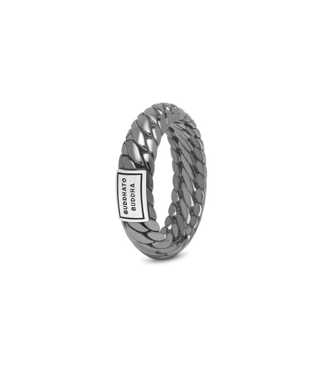 Buddha to Buddha Ben XS Ring Zwart Rhodium Shine Zilver