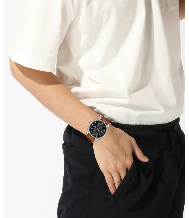 Boss SKYTRAVELLER Bruine band met Zwarte wijzerplaat – 44mm – HB1514161