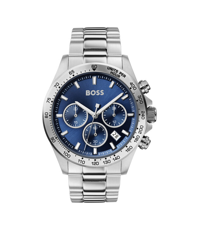 Boss Heren Chronograaf Staal Staal Zilverkleurig Hero 43mm
