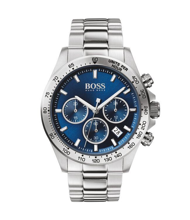 Boss Heren Chronograaf Staal Staal Zilverkleurig Hero 43mm