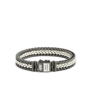 Buddha to Buddha Julius Armband Zwart Rhodium Duotone Zilver