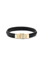 Buddha to Buddha Leder Armband Edwin Small Gold Vergoldet Schwarz