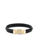 Buddha to Buddha Leer Armband Edwin Small Goud Verguld Zwart