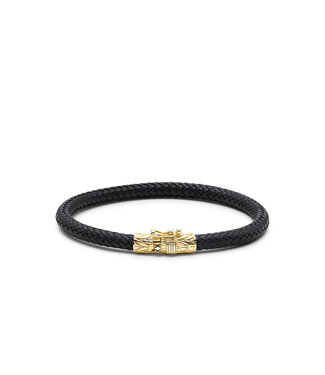 Buddha to Buddha Leer Armband Ellen Goud Verguld Zwart