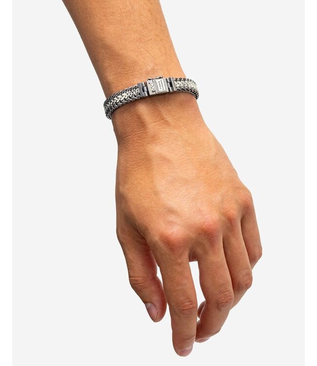 Buddha to Buddha Buddha to Buddha Julius Armband Zwart Rhodium Duotone Zilver