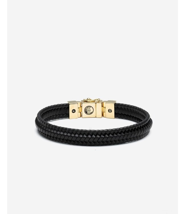 Buddha to Buddha Leder Armband Edwin Small Gold Vergoldet Schwarz