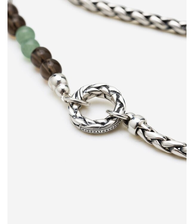 Buddha to Buddha Stacking Necklace Spirit Bead Silver Aventurine Smokey Quartz