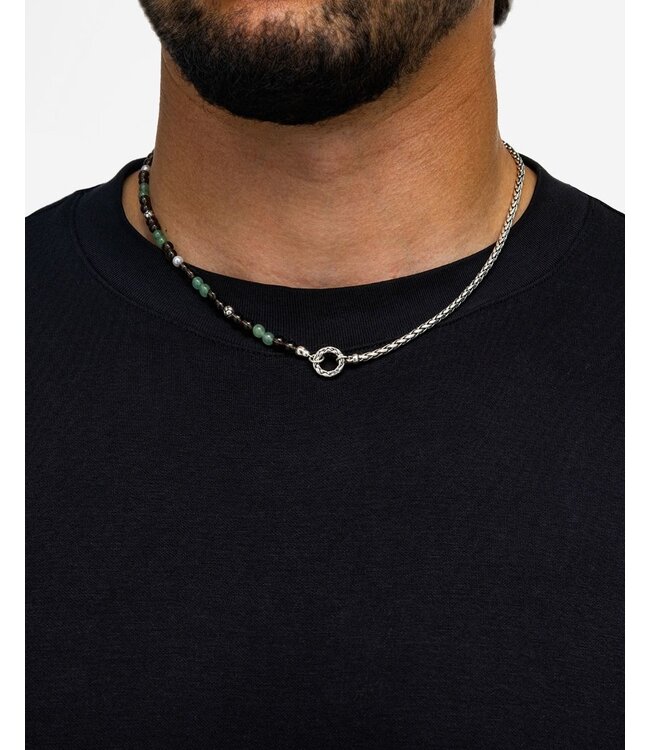 Buddha to Buddha Stacking Ketting Spirit Kraal Zilver Aventurine Smokey Kwarts