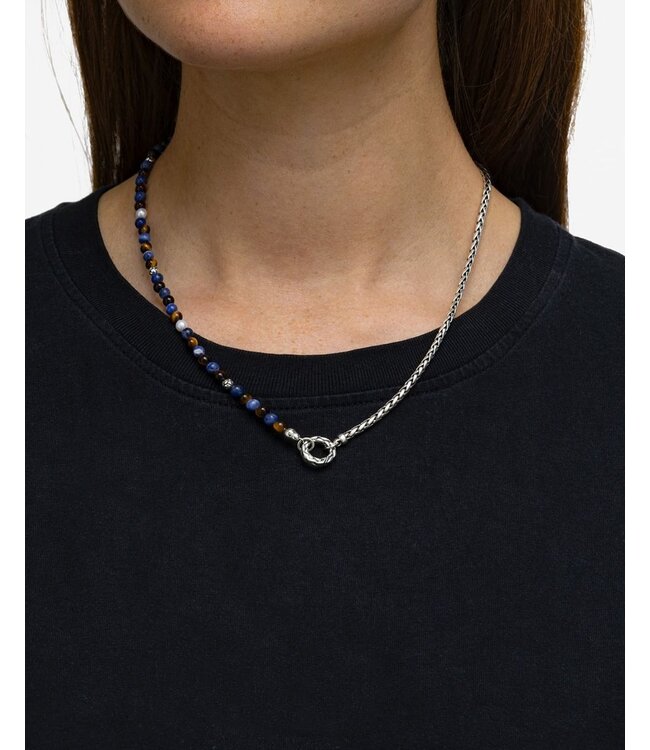 Buddha to Buddha Stacking Necklace Spirit Bead Silver Tiger Eye Sodalite