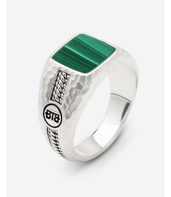 Buddha to Buddha Ring Tangguh Small Zilver Malachiet