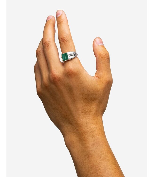Buddha to Buddha Ring Tangguh Small Zilver Malachiet