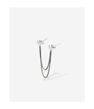 Heart Double Chain Studs Single Piece