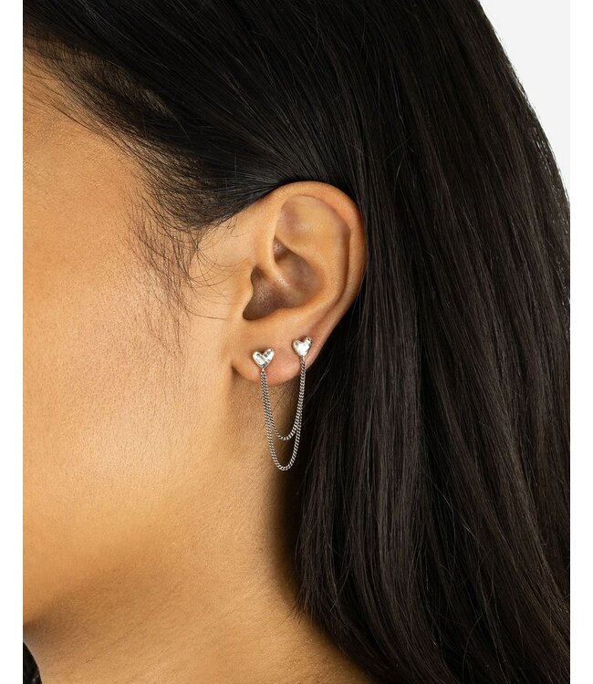 Dubbel Hart Studs Single Piece Zilver | Juwelier De Va