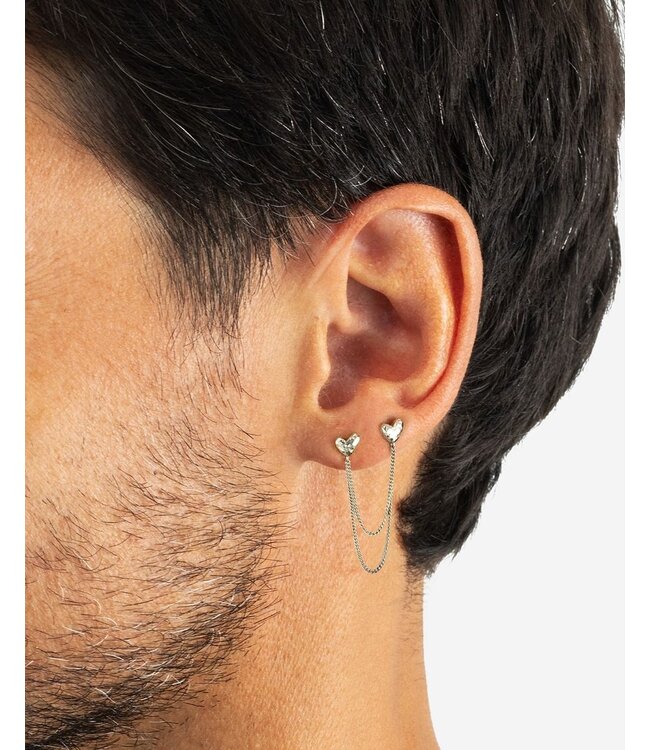 Dubbel Hart Studs Single Piece Zilver | Juwelier De Va