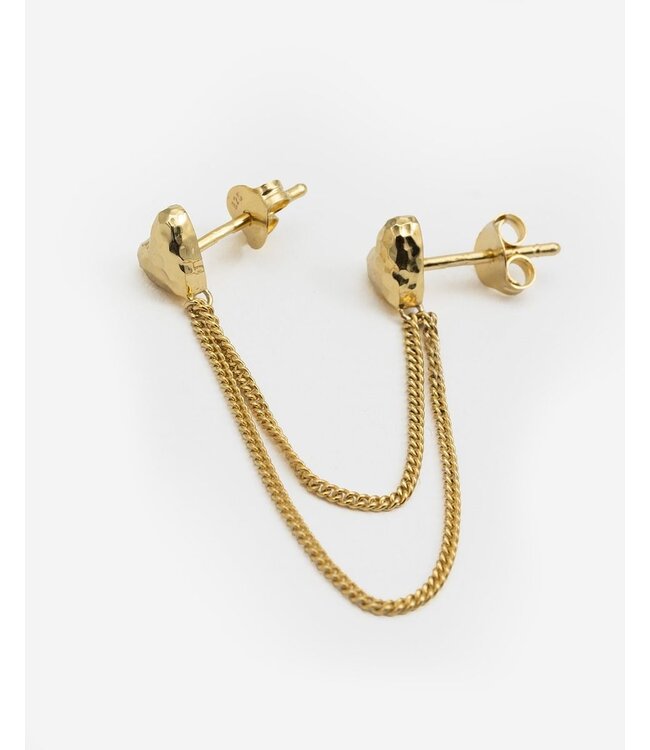 Buddha to Buddha Heart Double Chain Studs Single Piece