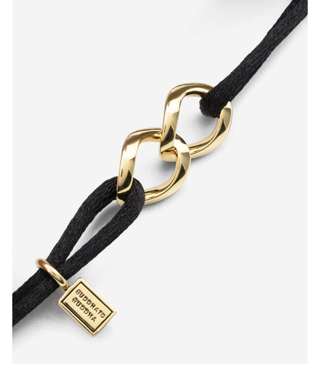 Buddha to Buddha Chain XS Cord Bracelet Gold Vermeil Black