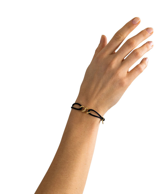 Buddha to Buddha Chain XS Cord Bracelet Gold Vermeil Black
