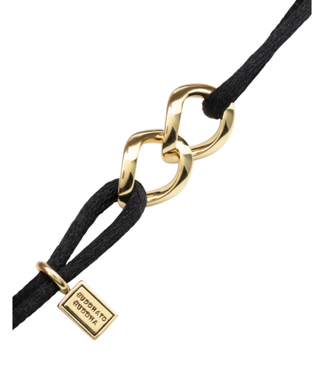 Buddha to Buddha Chain XS Kordelarmband vergoldet Schwarz
