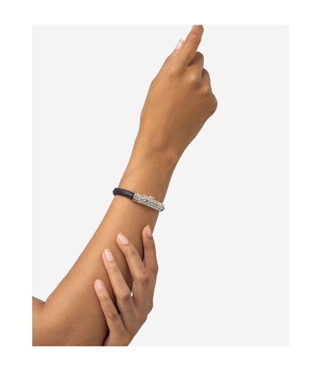 Buddha to Buddha Buddha to Buddha Nurul/Ellen Mix Armband Leer Zwart