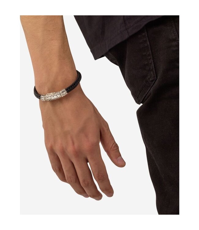 Buddha to Buddha Buddha to Buddha Nurul/Ellen Mix Armband Leer Zwart