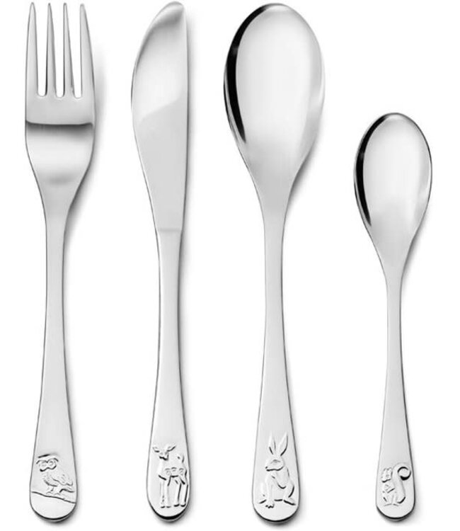 Zilverstad Children's Cutlery Forest Animals – 4-Piece Stainless Steel Set