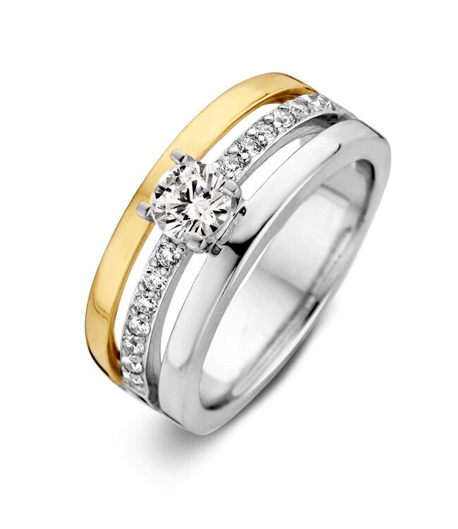 Ring zilver goud zirkonia RF626847