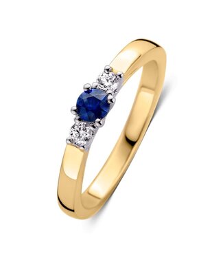 Excellent Ring two-tone briljant + sapphire