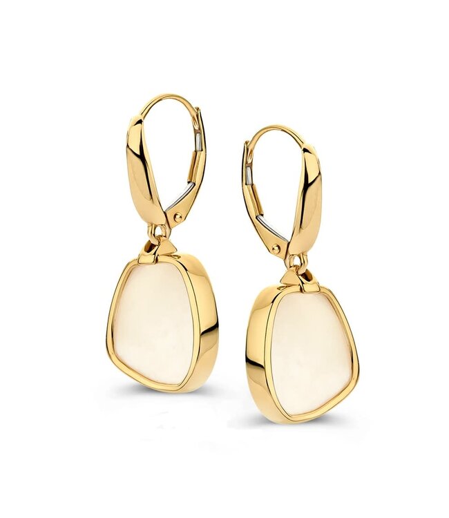 Excellent Oorhaken yellow gold parelmoer