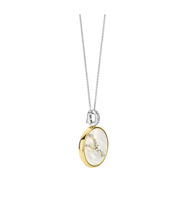 TI SENTO Pendant - Taurus - Silver plated, Mother of pearl yellow gold plated
