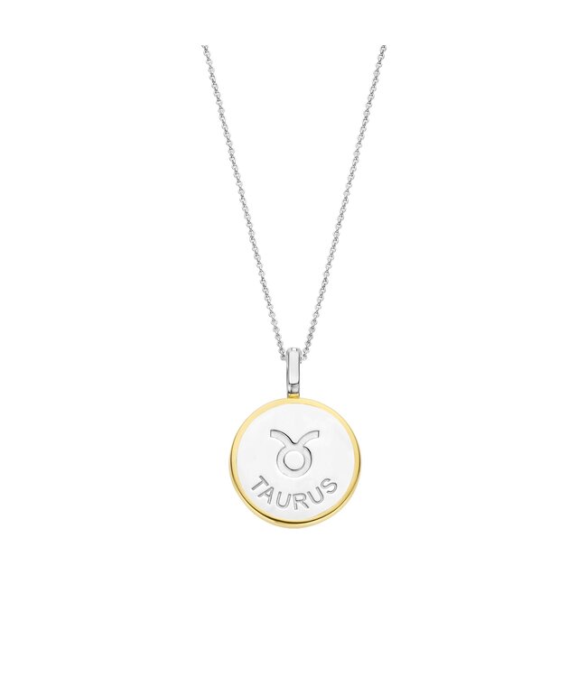 TI SENTO Pendant - Taurus - Silver plated, Mother of pearl yellow gold plated