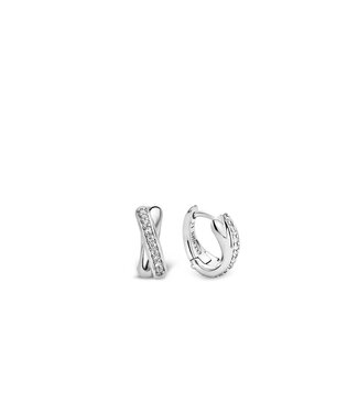 Huggie Hoops - 7667ZI - Silver plated, Zirconia white