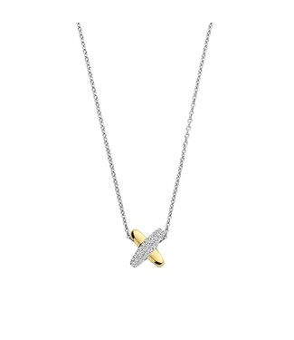 Ketting 34003ZY - Zilver verguld, Zirkonia met geel verguld