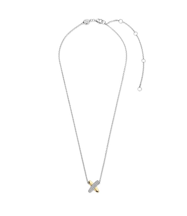 TI SENTO Necklace 34003ZY - Silver plated, Zirconia white yellow gold plated