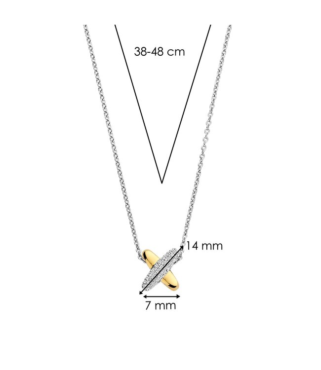TI SENTO Necklace 34003ZY - Silver plated, Zirconia white yellow gold plated