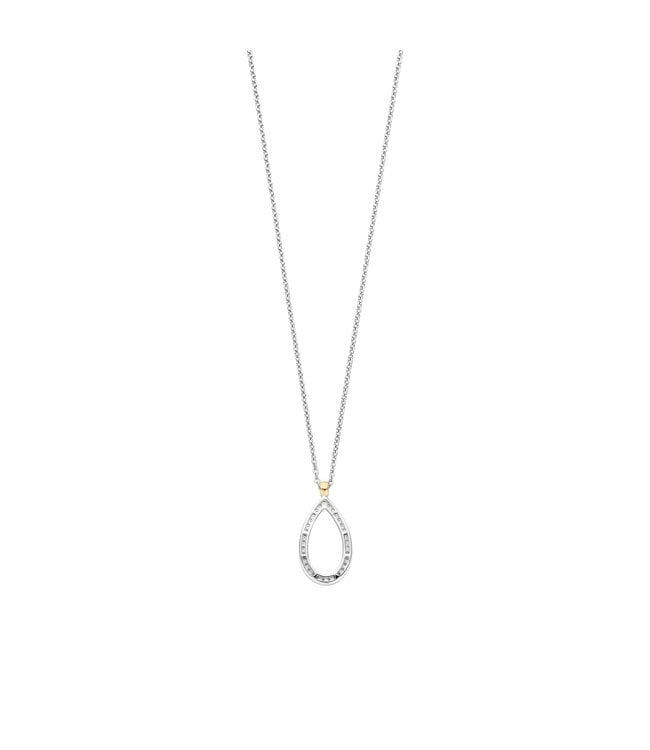 TI SENTO Necklace 34110ZY - Silver plated, Zirconia white yellow gold plated